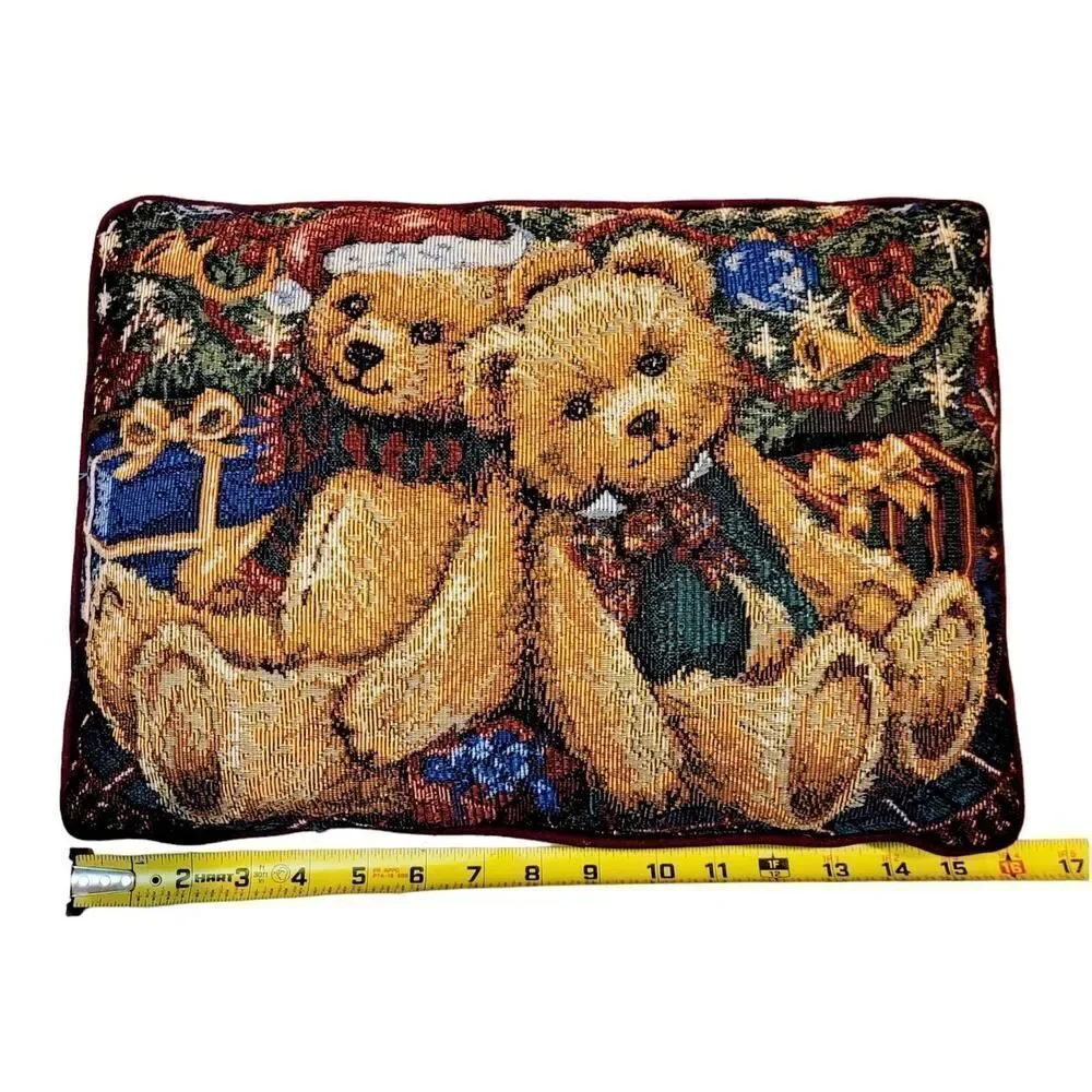 Teddy Bears‎ Santa Needlepoint Christmas Pillow Teddy Bear With Presents 16